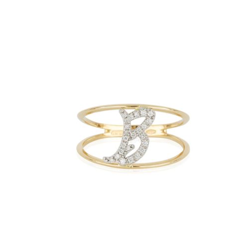 Anello in oro 18kt, con iniziale personalizzabile in diamanti -  - AD902