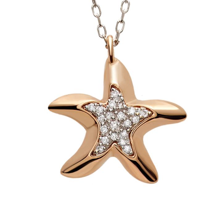 Collana Stella Marina in oro 18kt con pavé di diamanti - CD394