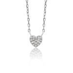 Collana in oro bianco 18 kt cuore con pavé di diamanti - CD464-LB