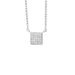 Collana in oro bianco 18 kt quadrato con pavé di diamanti - CD479-LB
