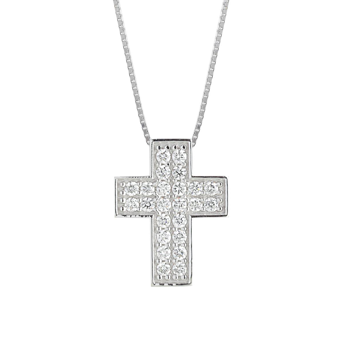 Collana Croce in oro 18kt  con pavé di diamanti - CD574/DB
