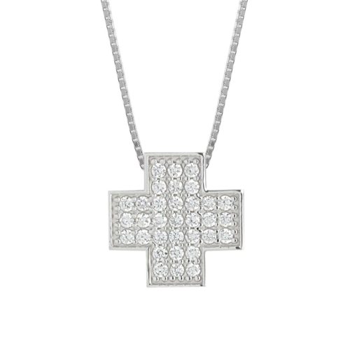 Collana Croce in oro 18kt  con pavé di diamanti - CD576/DB