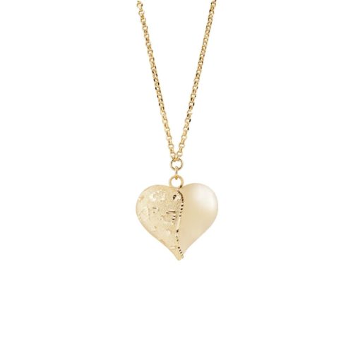 Collana con cuore pendente lucido e satinato in oro 18kt - CEA2059