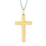 Collana con catena in oro bianco e croce in oro giallo lucido 18kt - CEA2472-LO