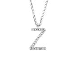 Collana in oro bianco 18kt, con iniziale/numero personalizzabile in diamanti  - CFF029