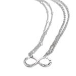 Due collane rodiate in argento (una con diamante) - Regalo perfetto per San Valentino - ZCL1357-MB