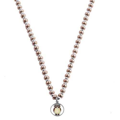 Collana in argento 925 rodiata, dorata rosa, smalti e Swarovski™ - ZCL615-MH