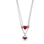 Collana in argento 925 rodiata e dorata rosa, smalto e Swarovski™ - ZCL616-MH