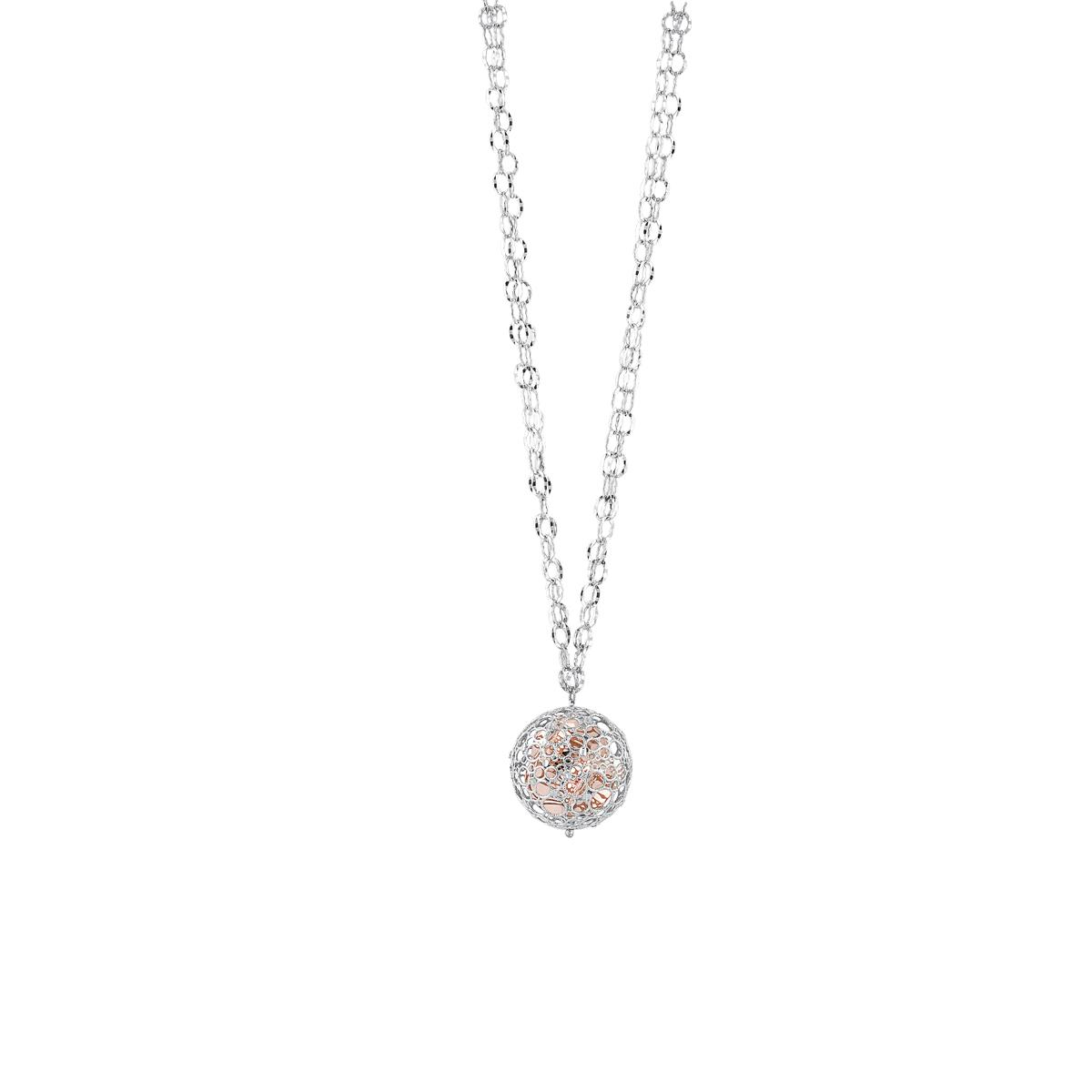 Collana Chanel in argento 925 rodiata e dorata rosa - ZCL957-LH