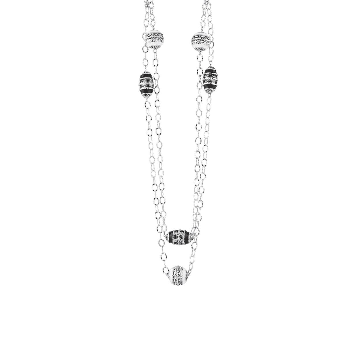 Collana Chanel in argento 925 rodiata e smaltata - ZCL960-MB
