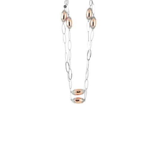 Collana Chanel in argento 925 rodiata e dorata rosa - ZCL970-LH