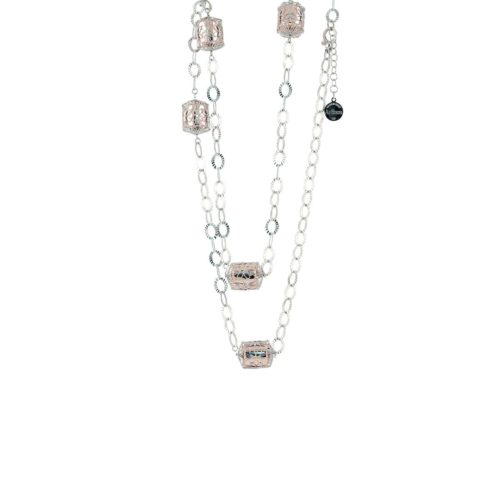 Collana Chanel in argento 925 rodiata e dorata rosa - ZCL982-LH