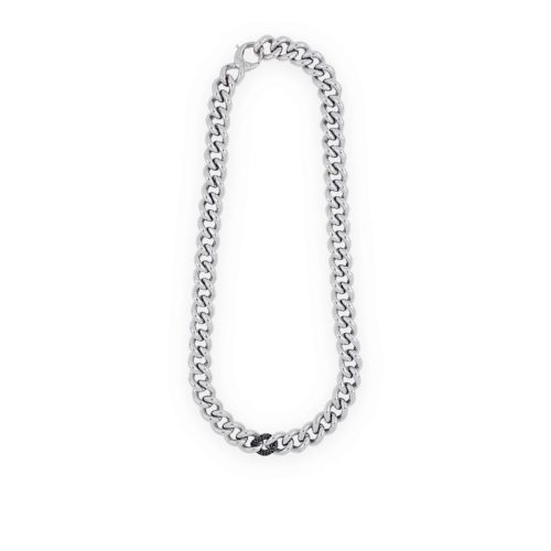 Collana catena in argento 925 rodiata con zirconi neri e rodio nero  - ZCV005-LL