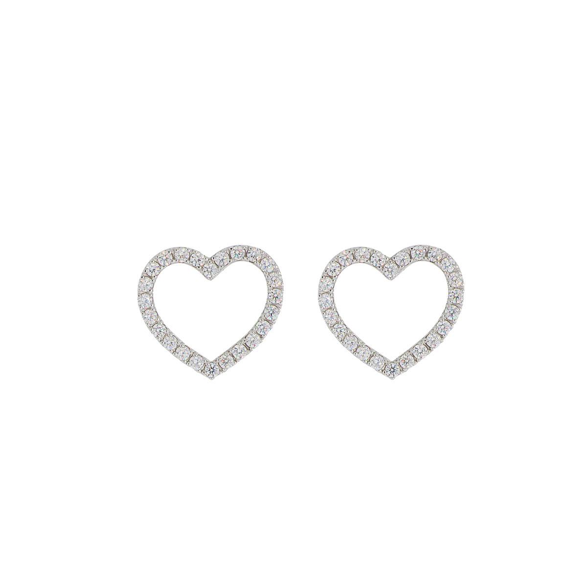 Orecchini cuore in argento 925 rodiato con zirconi  - ZOR1251-LB