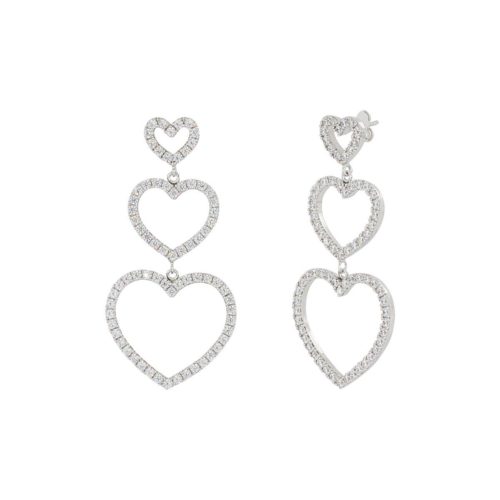 Orecchini cuore in argento 925 rodiato con zirconi  - ZOR1255-LB