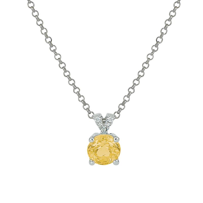 Collana in oro bianco 18kt con diamanti e pietra semipreziosa naturale centrale - CD617/
