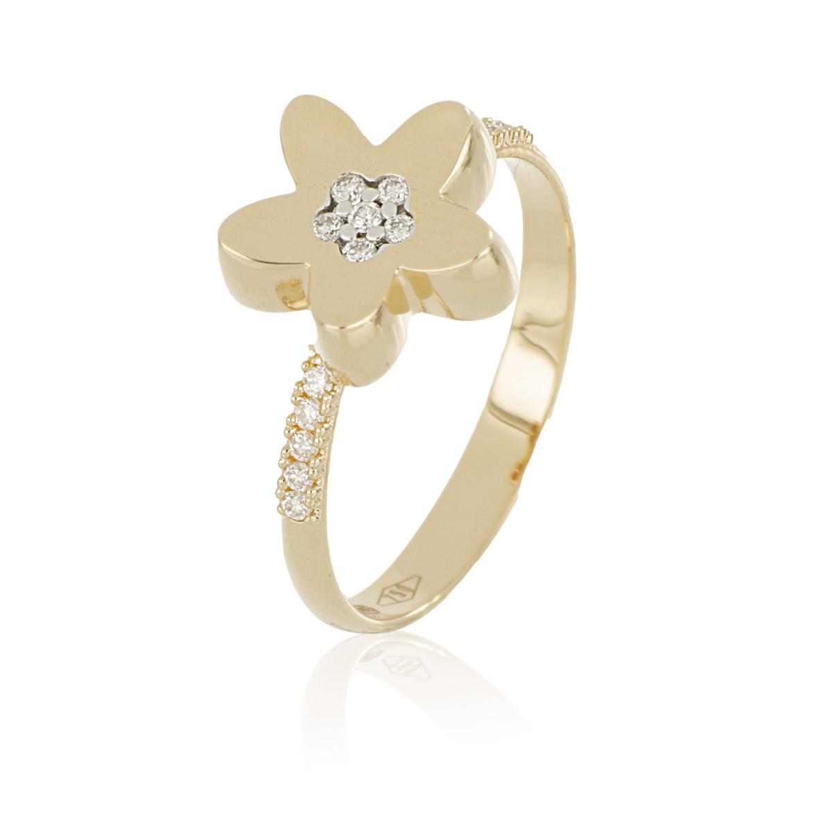 Anello fiore in oro e diamanti - AD975