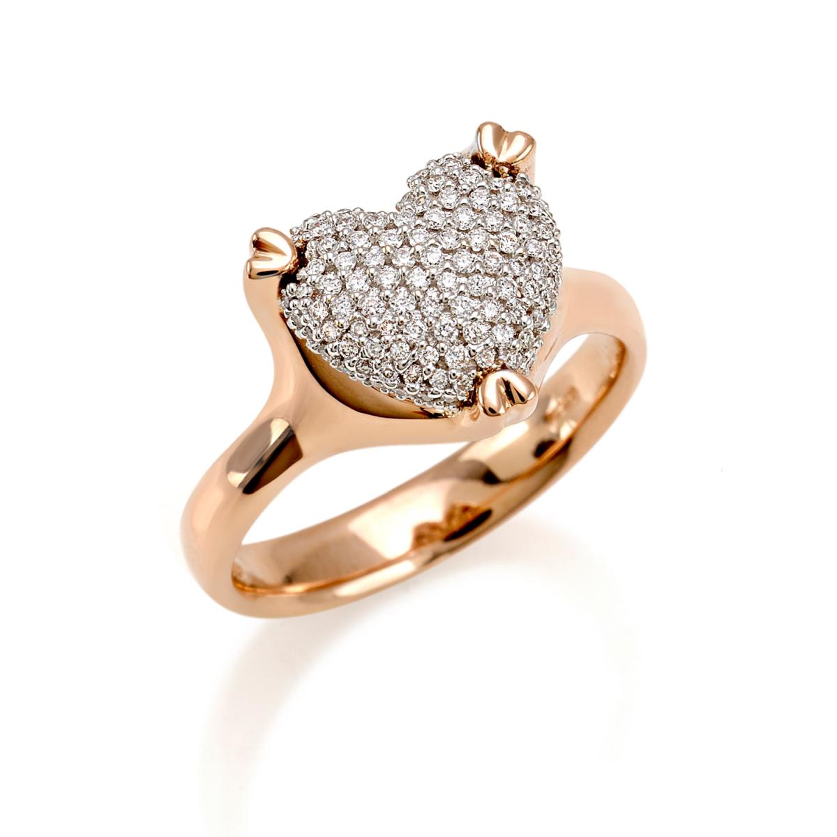 Anello in oro 18 kt cuore con pavé di diamanti - AD653