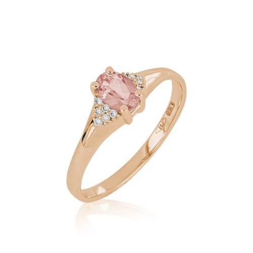 Anello in oro rosa18 kt con Morganite e Diamanti - AD1014/MO-LR